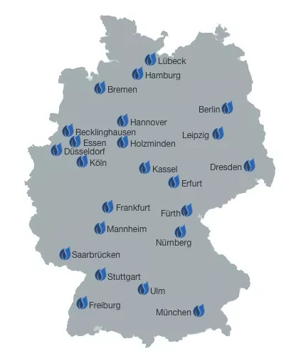 Deutschlandweite Standorte der Diagnostik Klinik